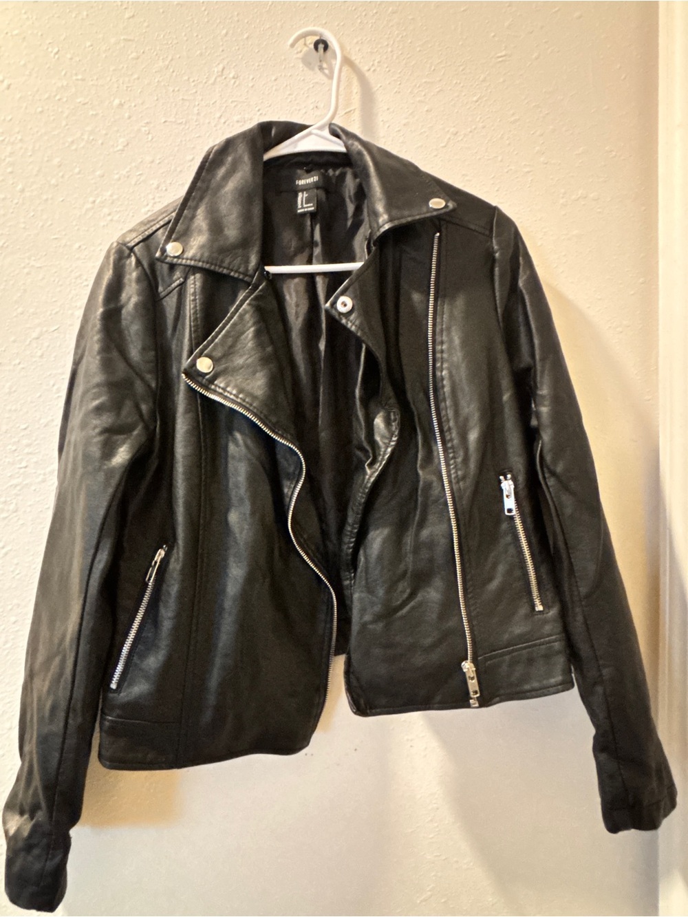 Faux Leather Black Moto Jacket - Forever 21